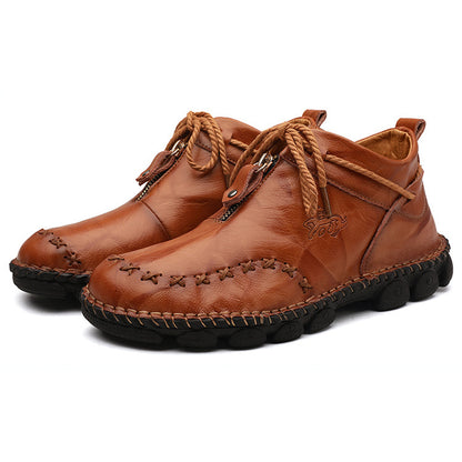 Hand-stitched men's leather boots