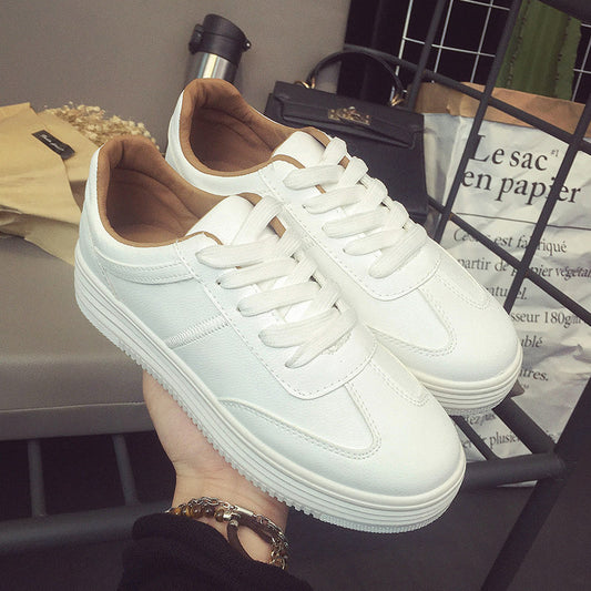 White Leather Lace Up Shoes Casual Sports Shoes