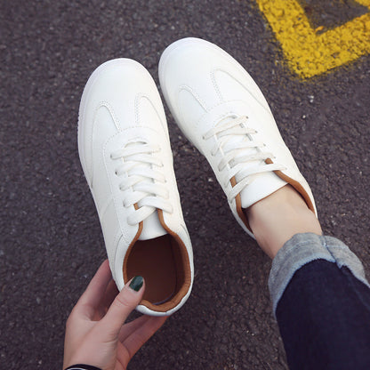 2021 New Spring Thick White Shoes Casual Shoes Female Korean Female Leather Shoes Solid Platform Shoes