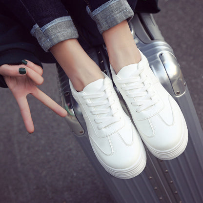2021 New Spring Thick White Shoes Casual Shoes Female Korean Female Leather Shoes Solid Platform Shoes