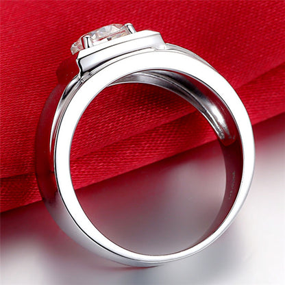 Artificial diamond men's ring