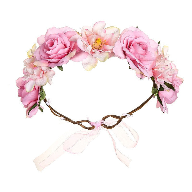 Artificial Fabric Colorful Rose Flower Garland Hair Accessories