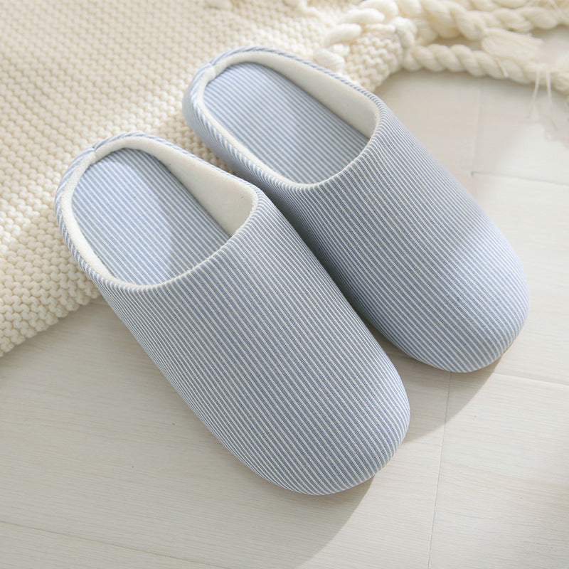 Spring and summer couple wooden floor slippers Japanese soft soled cotton slippers Home Furnishing home indoor skid Ms. male female