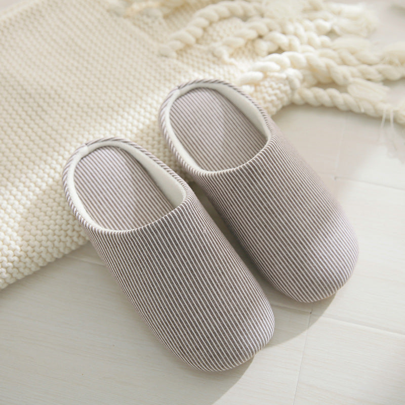 Spring and summer couple wooden floor slippers Japanese soft soled cotton slippers Home Furnishing home indoor skid Ms. male female