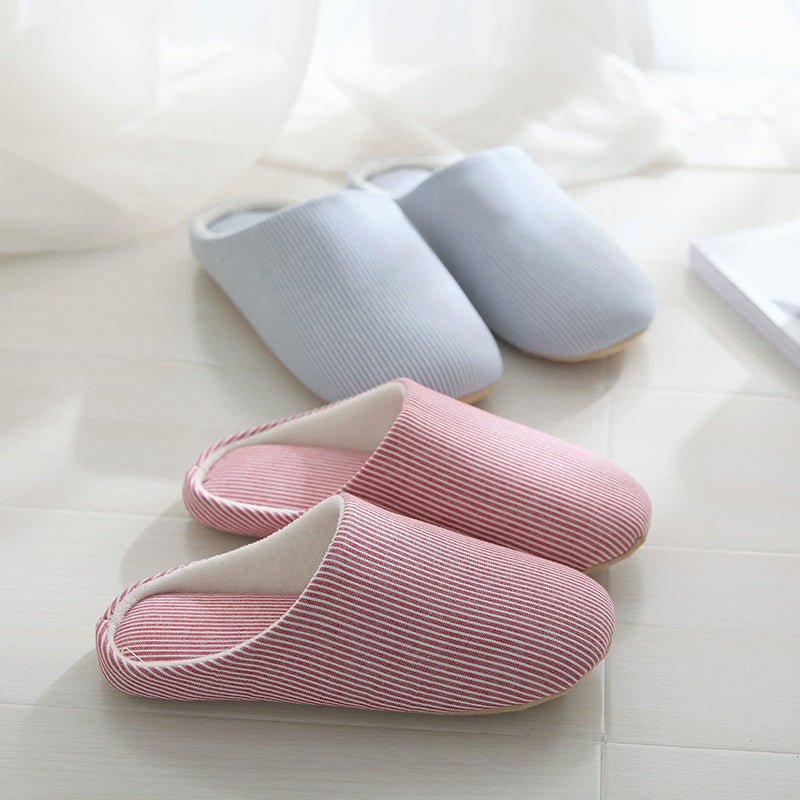 Spring and summer couple wooden floor slippers Japanese soft soled cotton slippers Home Furnishing home indoor skid Ms. male female