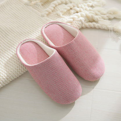 Spring and summer couple wooden floor slippers Japanese soft soled cotton slippers Home Furnishing home indoor skid Ms. male female