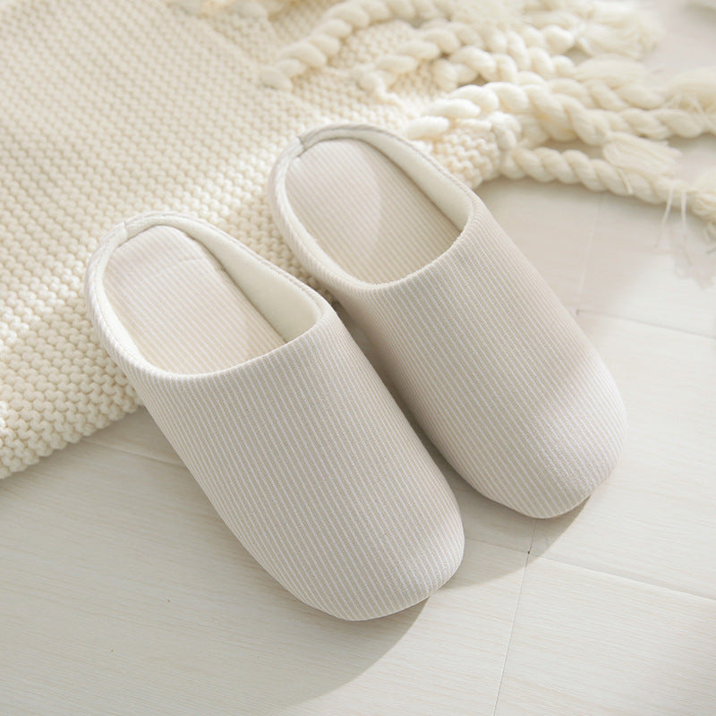 Spring and summer couple wooden floor slippers Japanese soft soled cotton slippers Home Furnishing home indoor skid Ms. male female