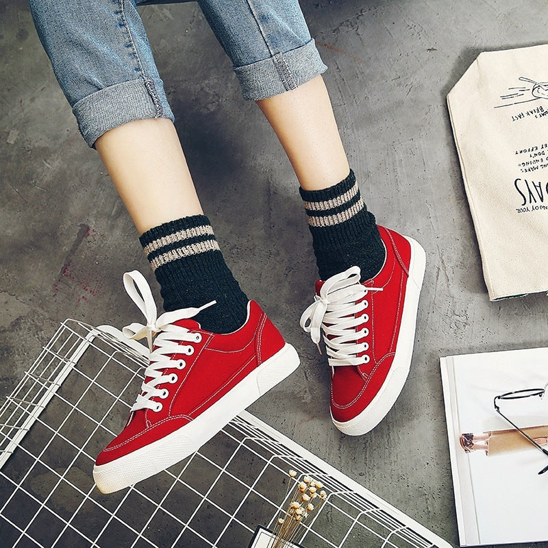2021 star white shoes low shoes casual shoes help female Korean female students all-match cloth shoes