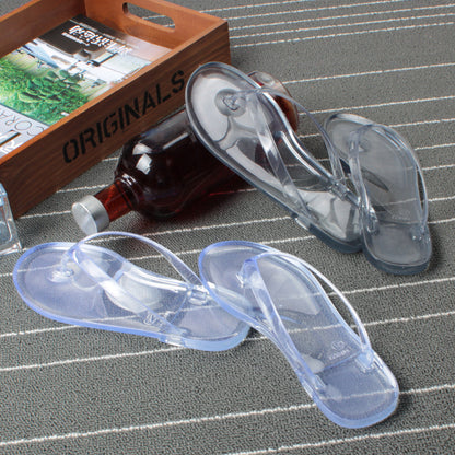 Crystal transparent student flat with flip-flops flip-flops beach seaside sandals and slippers