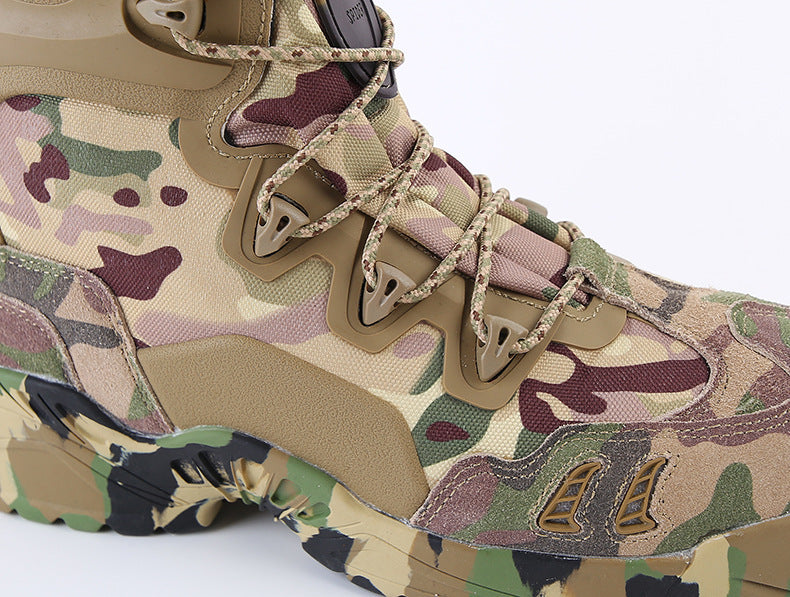 Camouflage high top men's shoes ankle warm hiking shoes