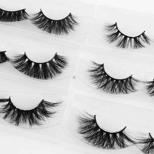 100% Mink Eyelashes 25mm Wispy Fluffy Fake Lashes