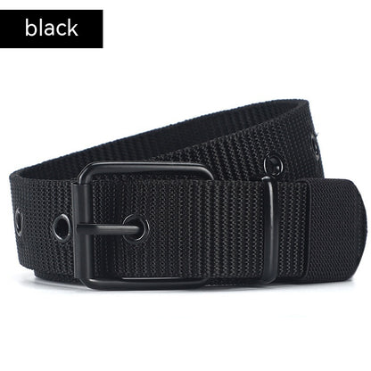 Lengthened Porous Pin Buckle Canvas Belt Men And Women Universal Belt