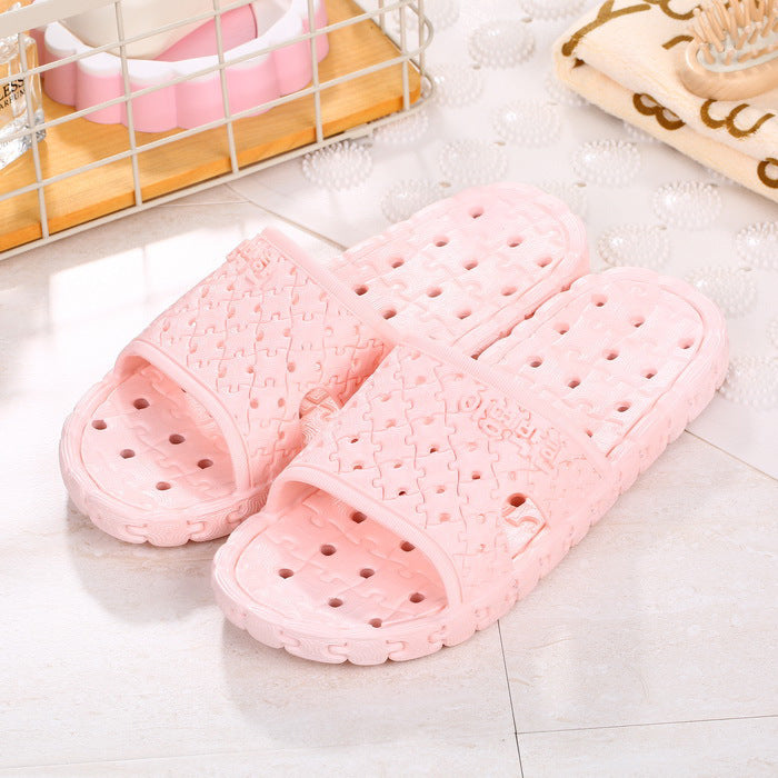 Summer slippers bathroom drain thick hollow plastic anti-skid slippers and men's and women's indoor home couples