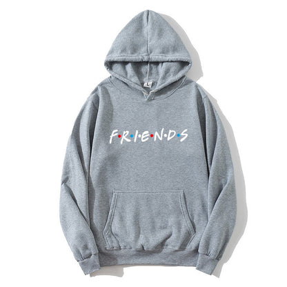 Women's Letter Friend Print Long Sleeve Hooded Sweatshirt