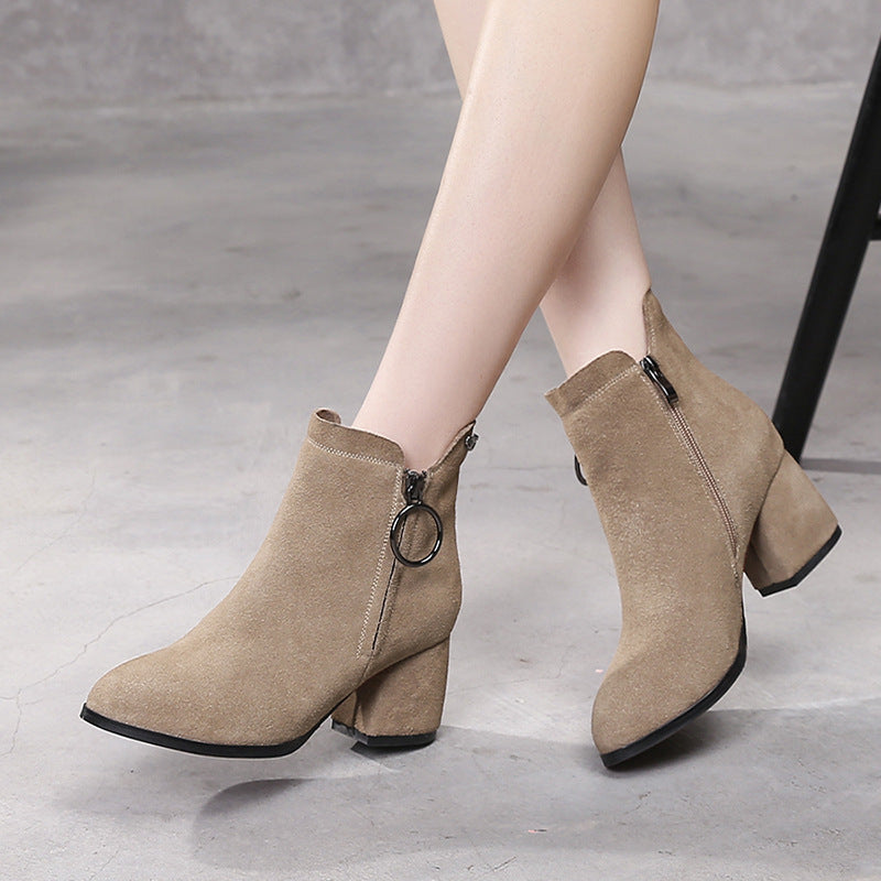 autumn and winter new lady's boots, soft inside and soft inside and two kinds of rough heeled leather boots