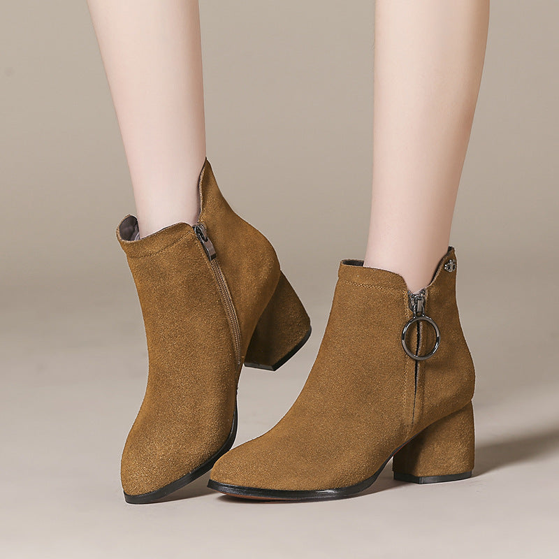 autumn and winter new lady's boots, soft inside and soft inside and two kinds of rough heeled leather boots