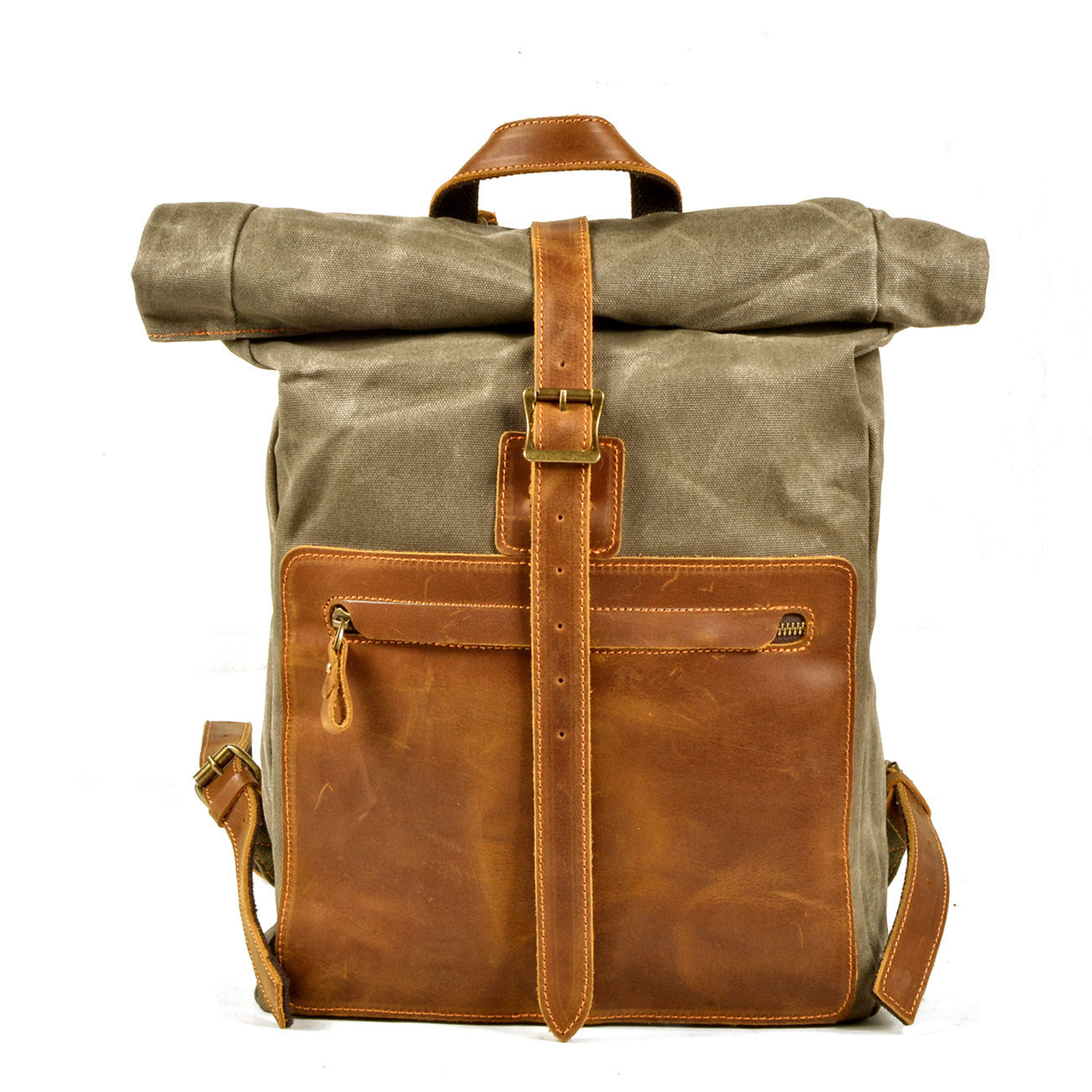 New Simple Retro Wax Canvas Backpack Men's Casual Leather