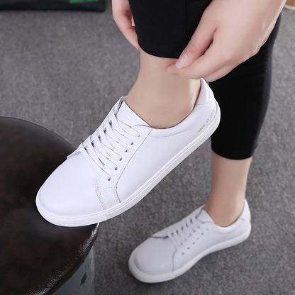 Winter New Lady White Shoe Leather Shoes Casual Shoes Female Korean Students Wholesale Manufacturers