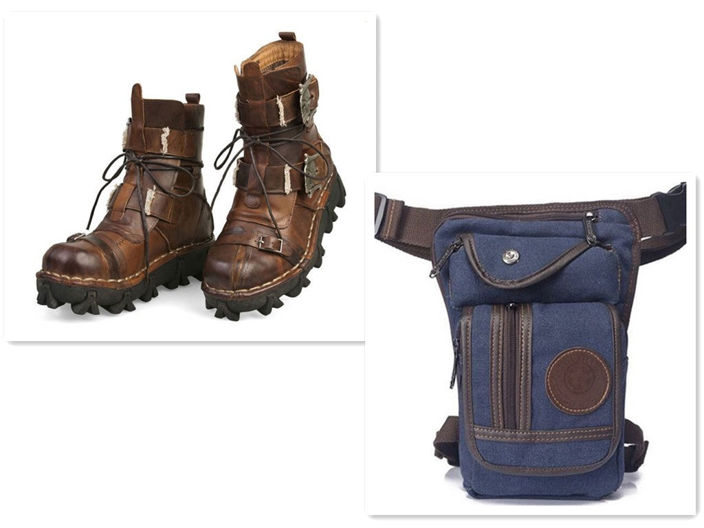 Men's Martin Boots & Leg Bag