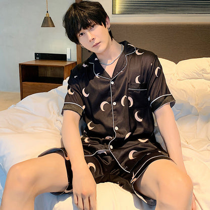 Men's pajamas summer ice silk short-sleeved thin section