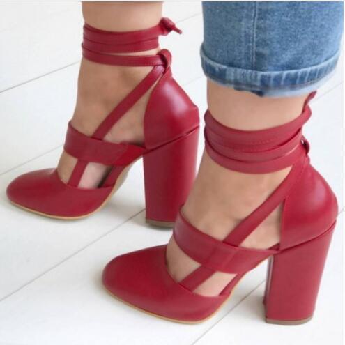 High heel thick heel strap sandals