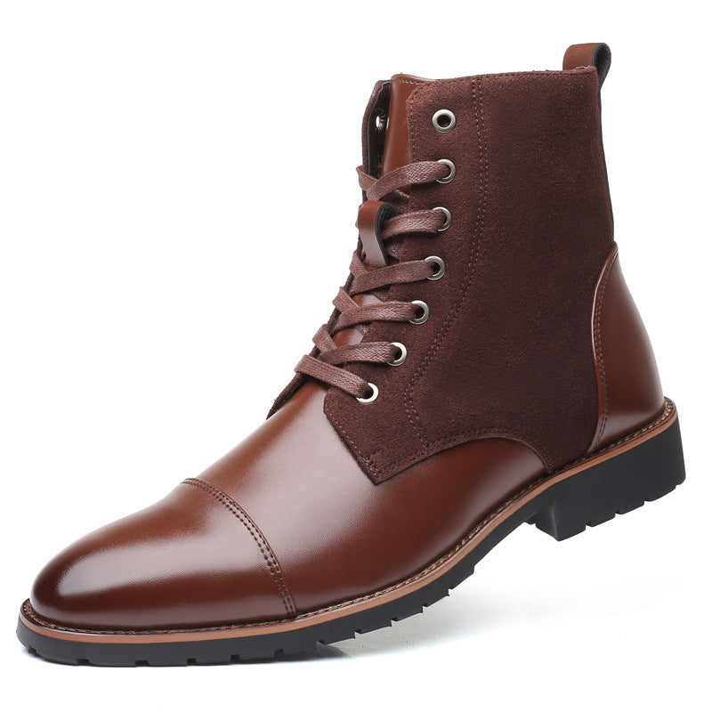 Men's pointed warm martin boots with velvet top boots