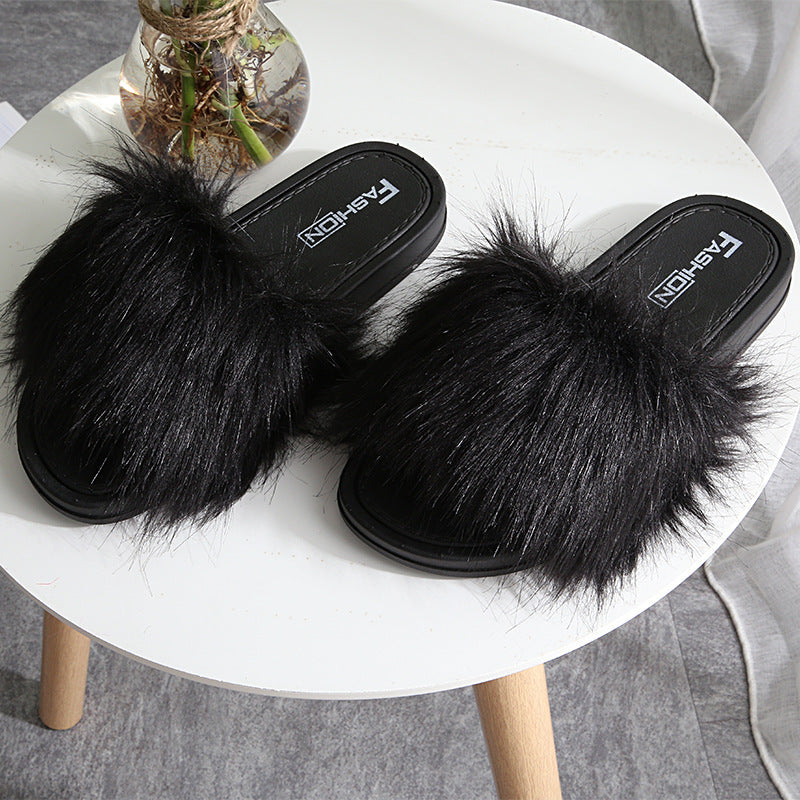 2021 New Style Slippers female hair slippers fashion outside wear Maomao shoes ladies hair cool slippers wholesale