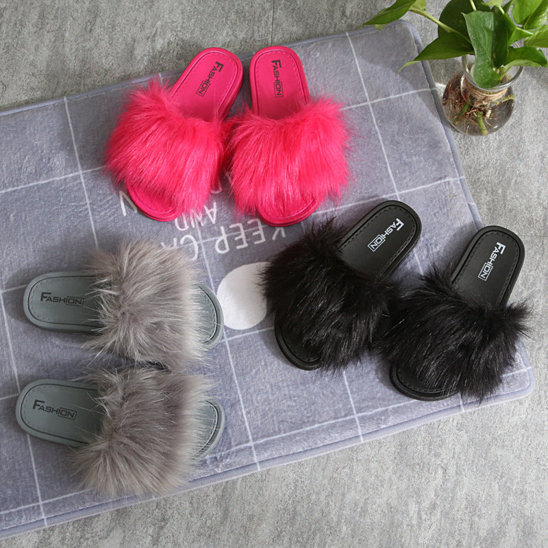 2021 New Style Slippers female hair slippers fashion outside wear Maomao shoes ladies hair cool slippers wholesale