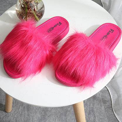 2021 New Style Slippers female hair slippers fashion outside wear Maomao shoes ladies hair cool slippers wholesale