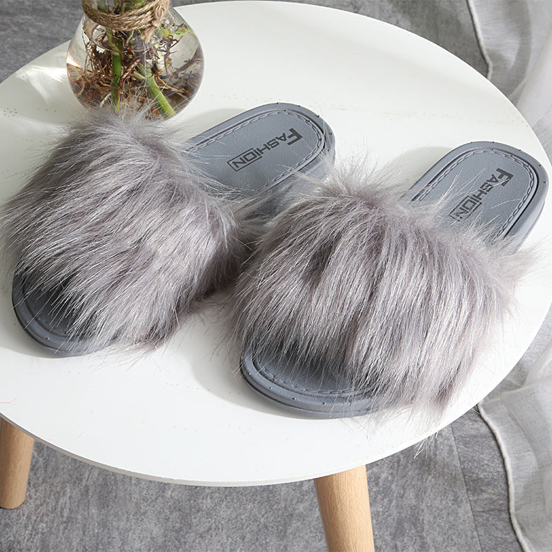 2021 New Style Slippers female hair slippers fashion outside wear Maomao shoes ladies hair cool slippers wholesale