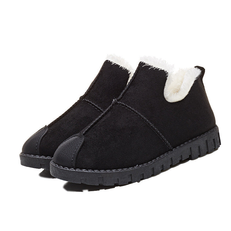 2021 winter new warm bean shoes, peas shoes, velvet and thickened lady's snowy boots, flat and student boots