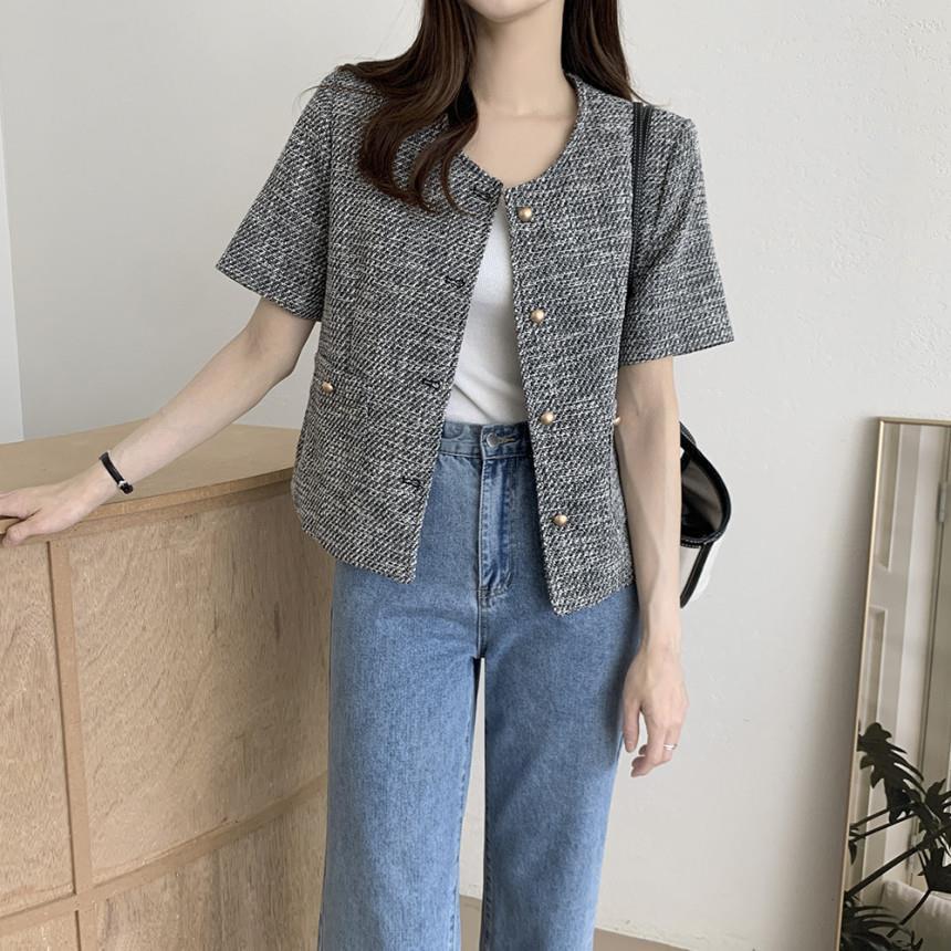 Women's Summer Gray Short Sleeve Coat Top