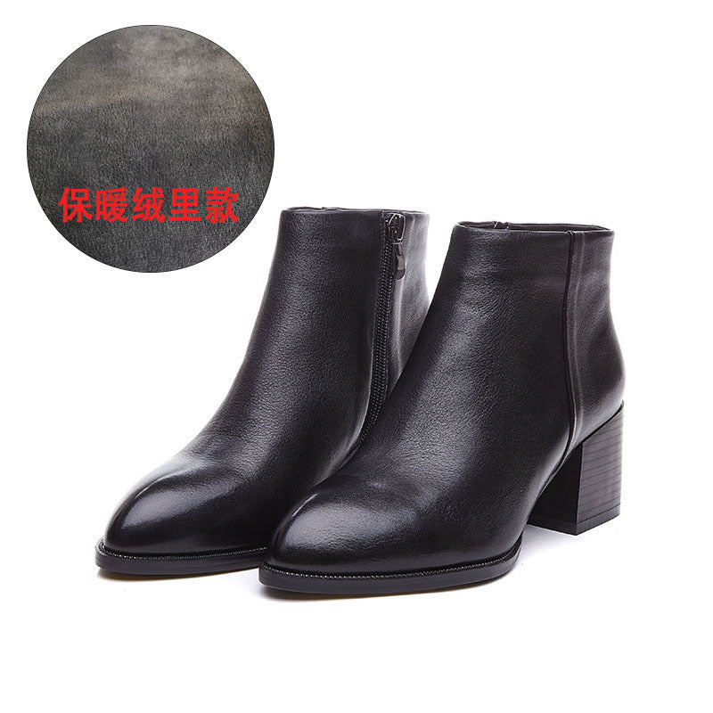 Autumn and winter leather boots for women 2021 new and ankle boots