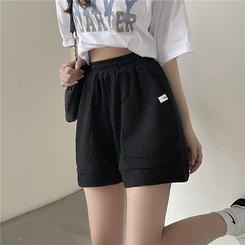 Summer Loose Waffle Casual Wide Leg Pocket