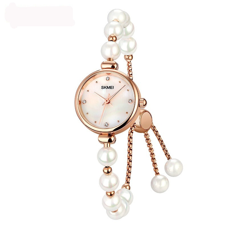 Fashionable All-match Elegant Women's Quartz Watch Pearl Natural Stone Strap Bracelet Watch