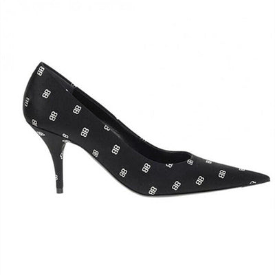 Pointed BB letter printed stiletto shoes