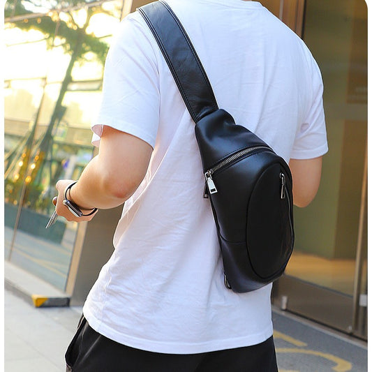 Genuine Leather Men's Chest Bag One-shoulder Leisure Sports