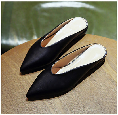 Half-to-single shoes female flat-bottomed pointed thick with lazy wild Korean version with spring female single shoes female