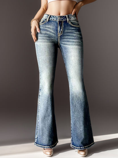 Women's Vintage Jeans High Elastic Pocket Embroidered Vintage Jeans