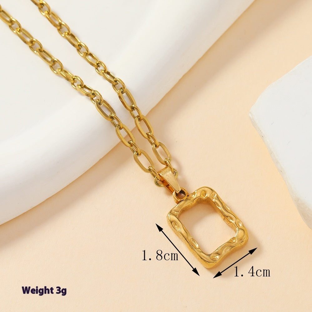 Single Pendant Fashion Personality Stainless Steel Casting Ornament Wheat Pendant Geometric Hollow Square Necklace DIY Accessories