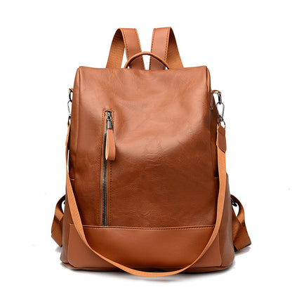 Casual Versatile Women's Large Capacity Leather Backpack