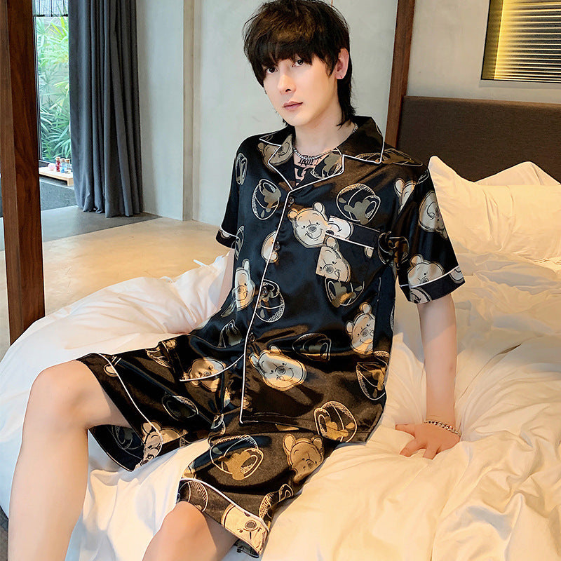 Men's pajamas summer ice silk short-sleeved thin section