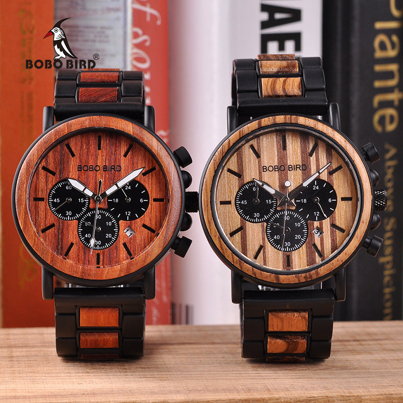 Premium Wood Men's Chronograph Watch - Luxury Style Gift for Him