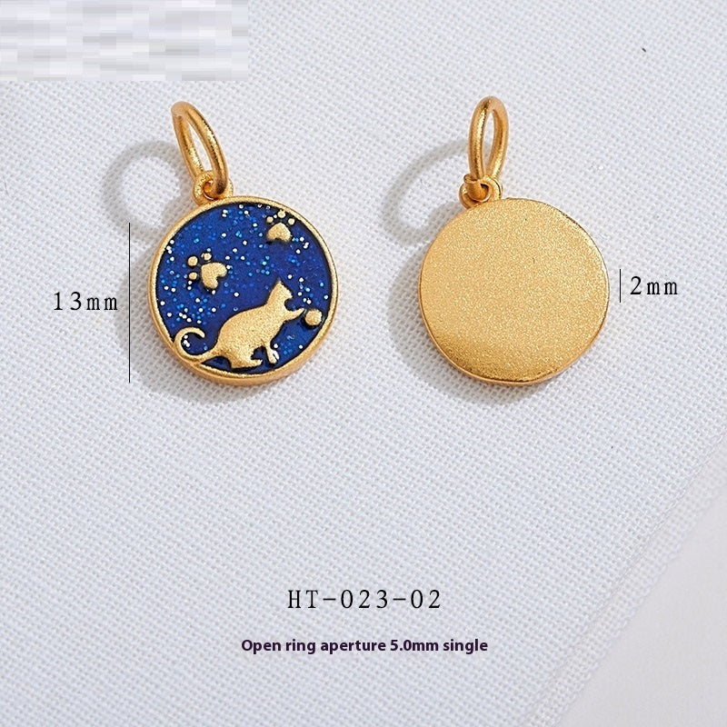 Ancient Style Alluvial Gold Looking Up At Starry Sky Blue Starry Sky Rabbit Pendant Diy Accessories