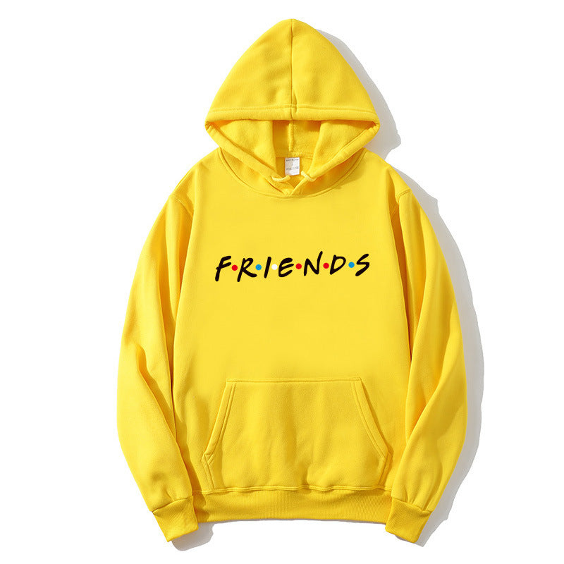 Women's Letter Friend Print Long Sleeve Hooded Sweatshirt