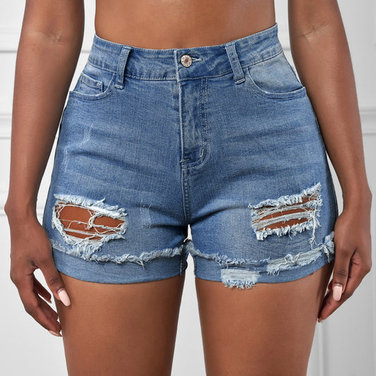 Women's Summer New Washed And Frayed Casual All-matching Shorts