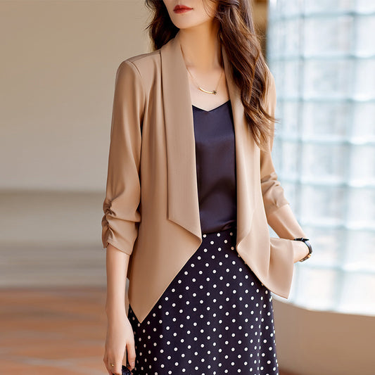 Thin Casual 34 Sleeve Short Suit Top