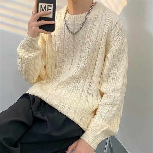 Winter Japanese-style Retro Cable-knit Turtleneck Sweater Men