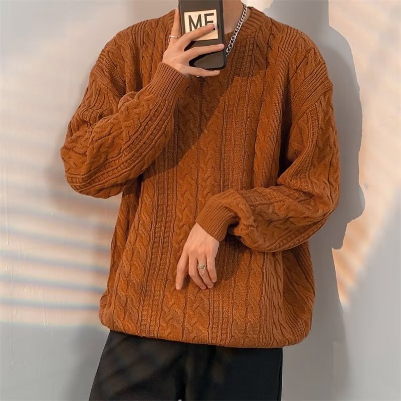 Winter Japanese-style Retro Cable-knit Turtleneck Sweater Men