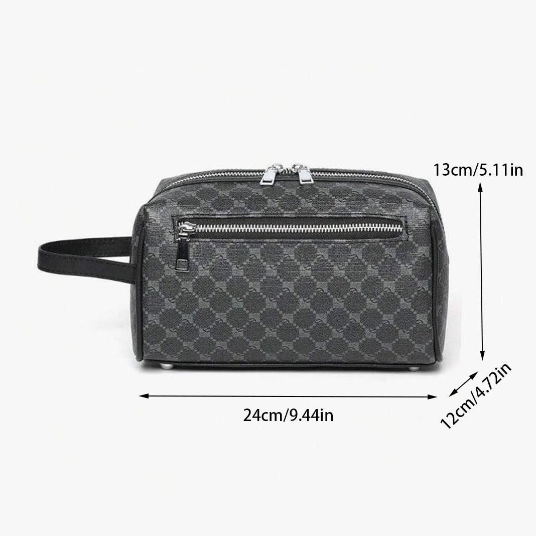 Large Capacity Casual Wash Bag Portable Fitness Trumpeter Carrying Fashion Pu Printing Men